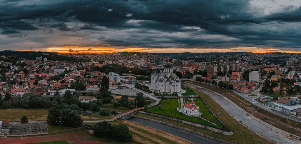 Panoramic image of Valjevo Serbia featuring the Balkans second largest Orthodox temple Photo Dimitrije Tanaskovic