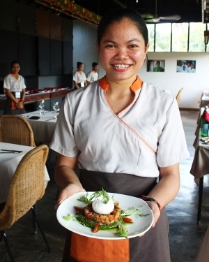 Service with a smile in Siem Reap Cambodia at Sala Bai