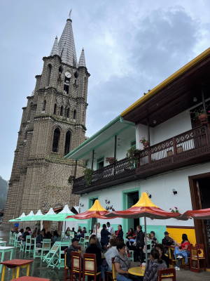 Jardín's town square is dominated by the Catholic church at its heart. Colombia. Image (c) Annaleigh Bonds